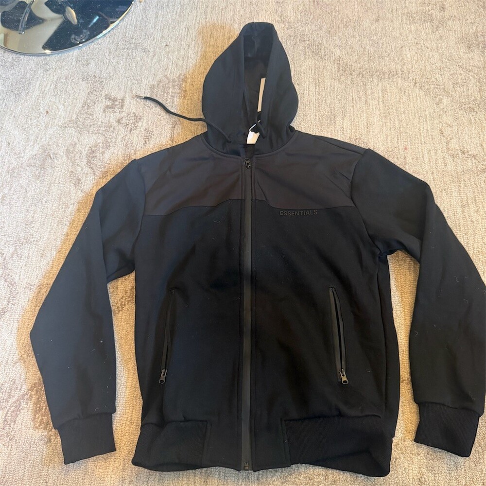 Fear of God ESSENTIALS Hoodie Jacket Men's Size L Black Full Zip Hooded